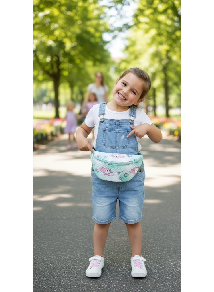 Children's waist bag – cute cartoon design with a star pattern – lightweight and suitable for outings and trips- green - Image 3